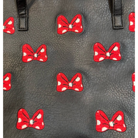 Disney Minnie Mouse Embroidered Red Bow black shoulder bag - Picture 4 of 6